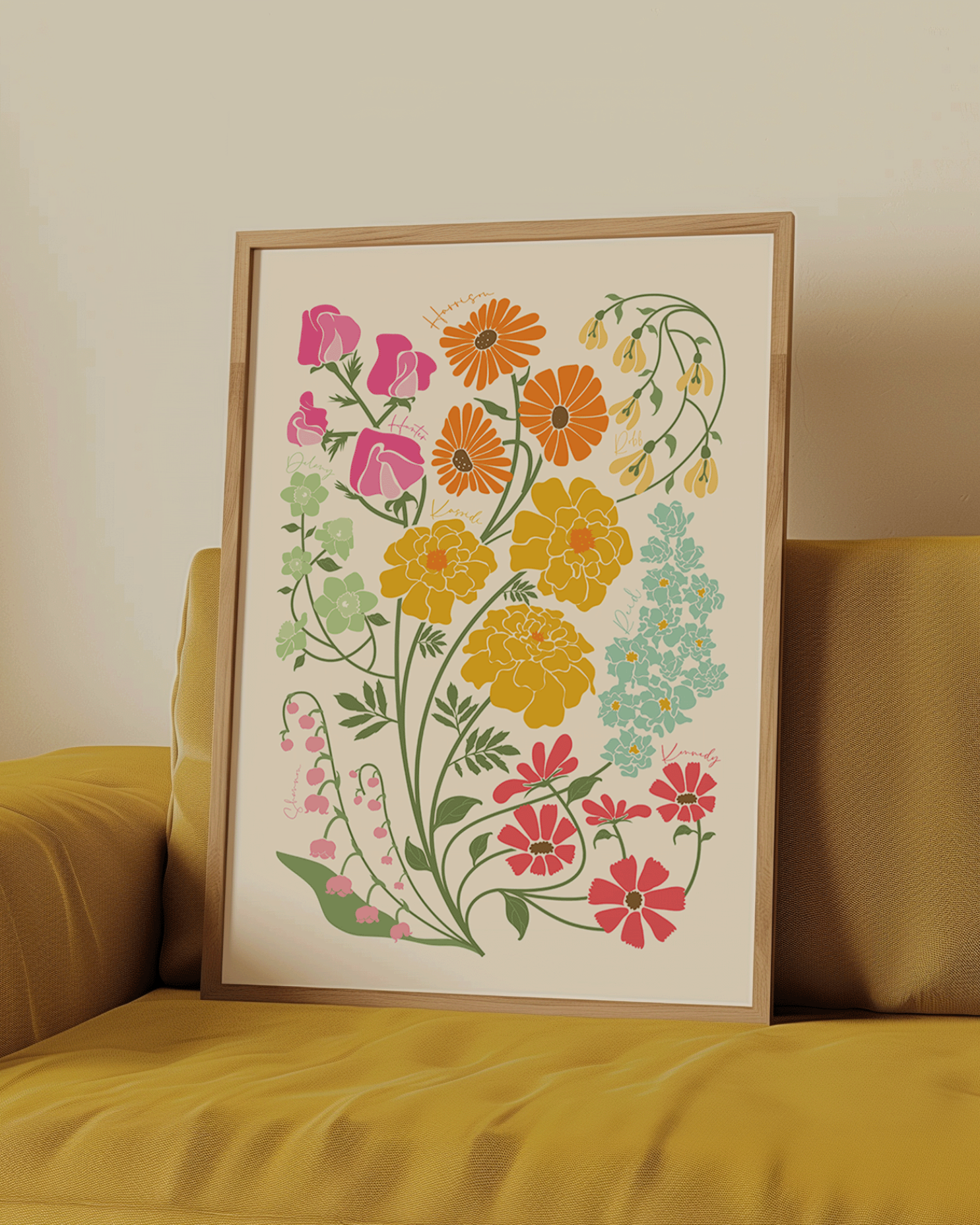 'In Bloom' Family Birth Flower Illustration